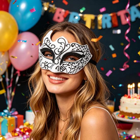 Men Half Face Mask with Elastic Band Vintage Glitter Half Face Guard Eye Mask Halloween Costume Masquerade Party Stage Performance Accessories