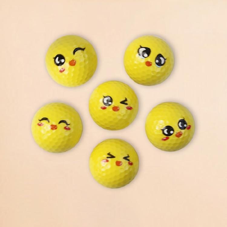 12Pcs Novelty Practice Golf Balls Funny Yellow Practice Golf Balls Lovely Emotion Face Golf Balls Golf Accessories