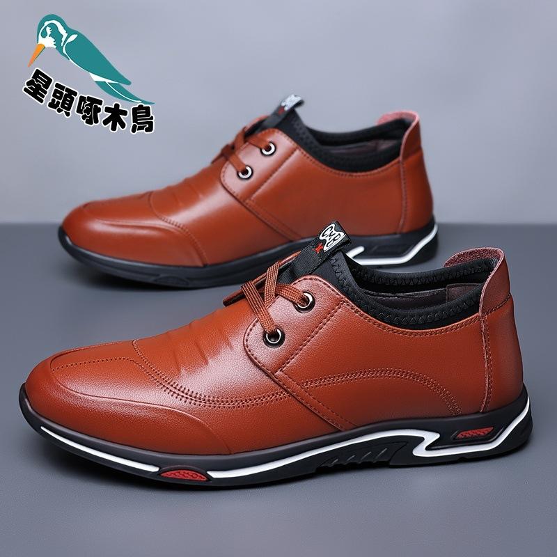 2025 New Leather Casual Shoes Straps Breathable Leather Shoes Worker Leather Shoes