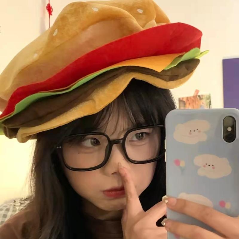 Novelty Carnival Hamburger Hat Christmas Thanksgiving Decoration Fast Food Hat Adult Carnival Hat Party Festive Cap