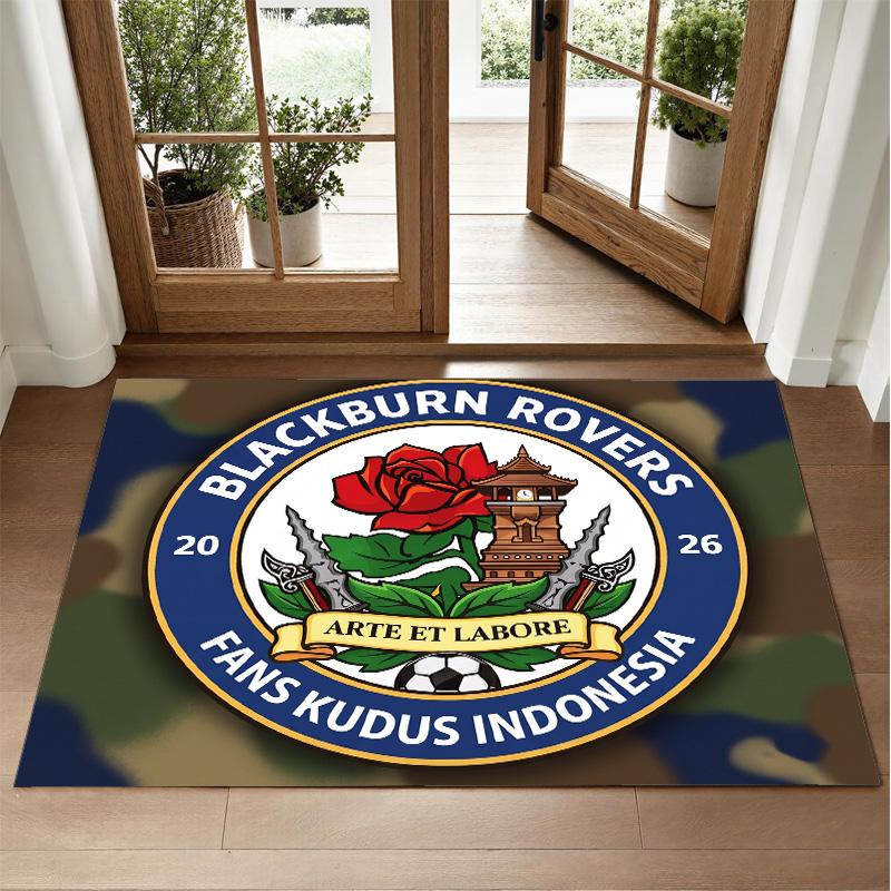 Blackburn Rovers Football Design Crystal Velvet Rug Soft Decorative Mat for Bedroom Entrance