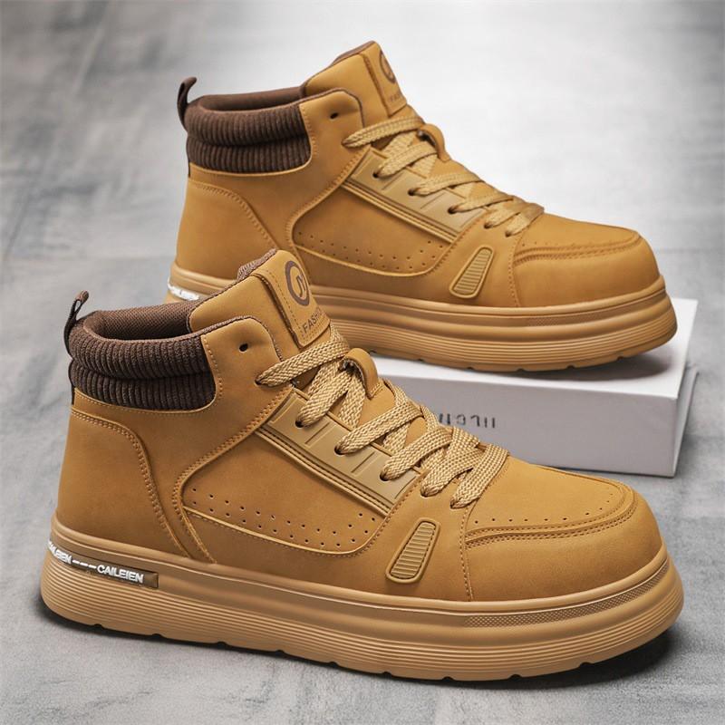 

Men s Shoes New Breathable High-top White Trend All-matching Light Wear-resistant Sneakers Casual Skate Thick Soles 42
