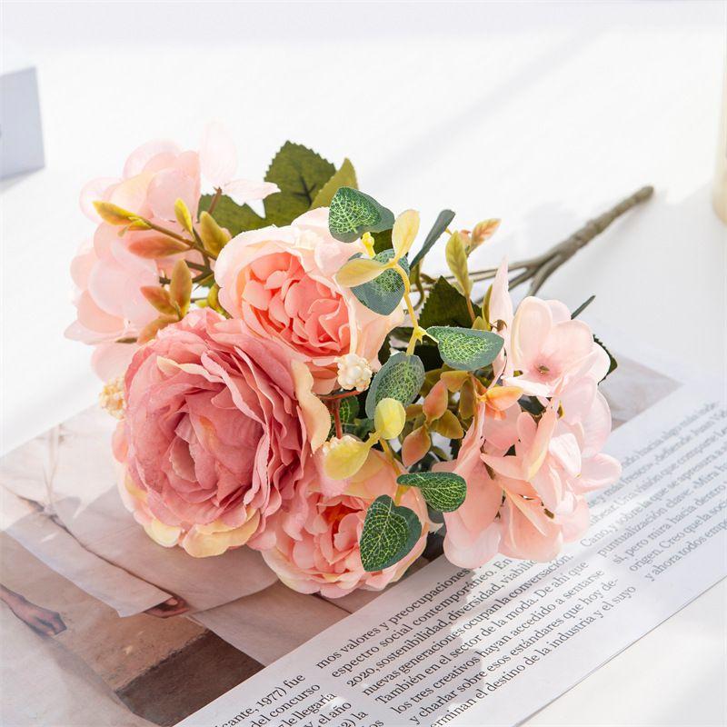 High Realistic Artificial Silk Flowers Fake Roses Bunches For Photography Props