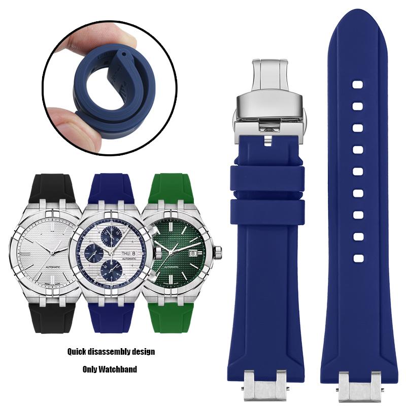 Für MAURICE LACROIX AIKON Gummiarmband-Steg AI6008 6038 6007 Armband Schnellverschluss Metall Stahlkopf Silikon Uhrenarmband
