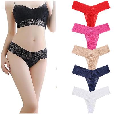 Standard Lingerie Lucky Plus Sexy Panties Size [HINICE] All-Lace T-Back Panties, Type, Non-Slip, Stretch, Women's Bag, Sizes, Low-Rise (5-Pack, L)