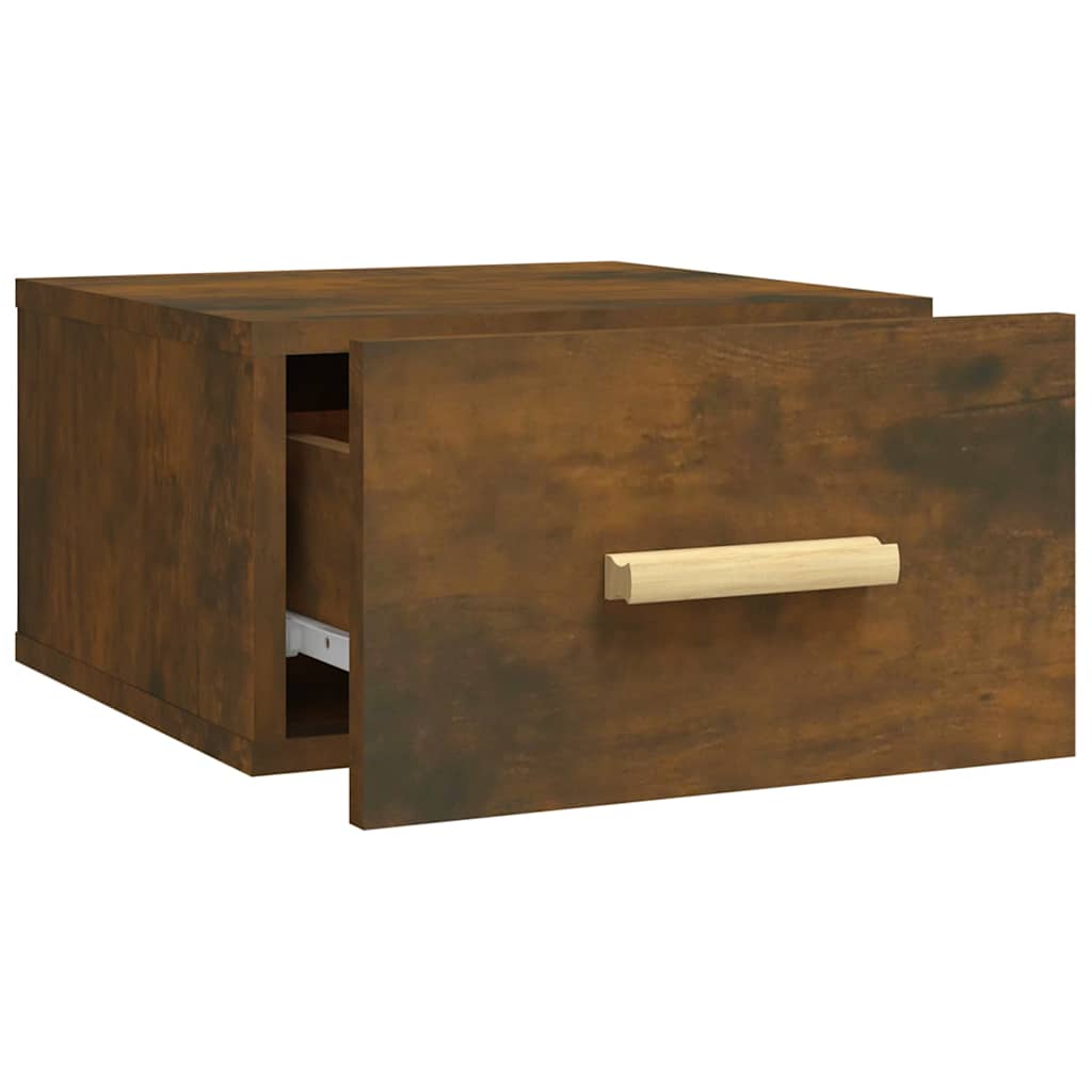 Wall Mounted Nightstands Set of 2 Smoked Oak 35 x 35 x 20 cm