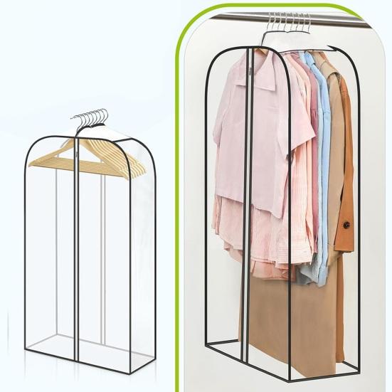 Hanging Garment Bag Dustproof Clothes Bag Clear Suit Bag with Side Zipper Dress Bag with 10" Gussets for Closet Storage Moving Organization