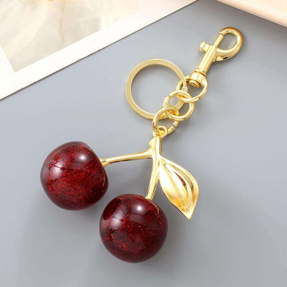 Bag Decoration Delicious Red Cherry Keychain Summer Fruits Cherries Pendant Car Decoration