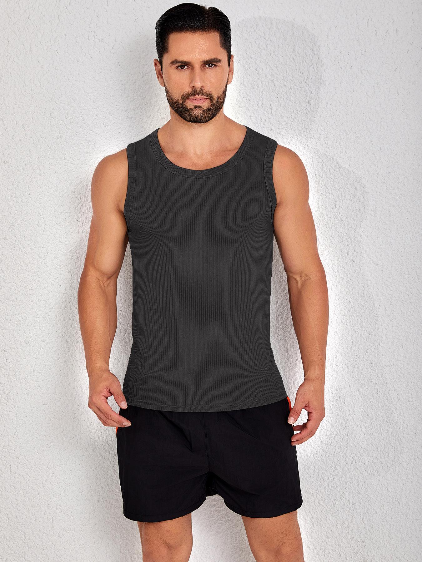 

Мужская быстросохнущая спортивная майка без рукавов - Дышащая гребенная текстура, Повседневная летняя одежда для фитнеса 3XL