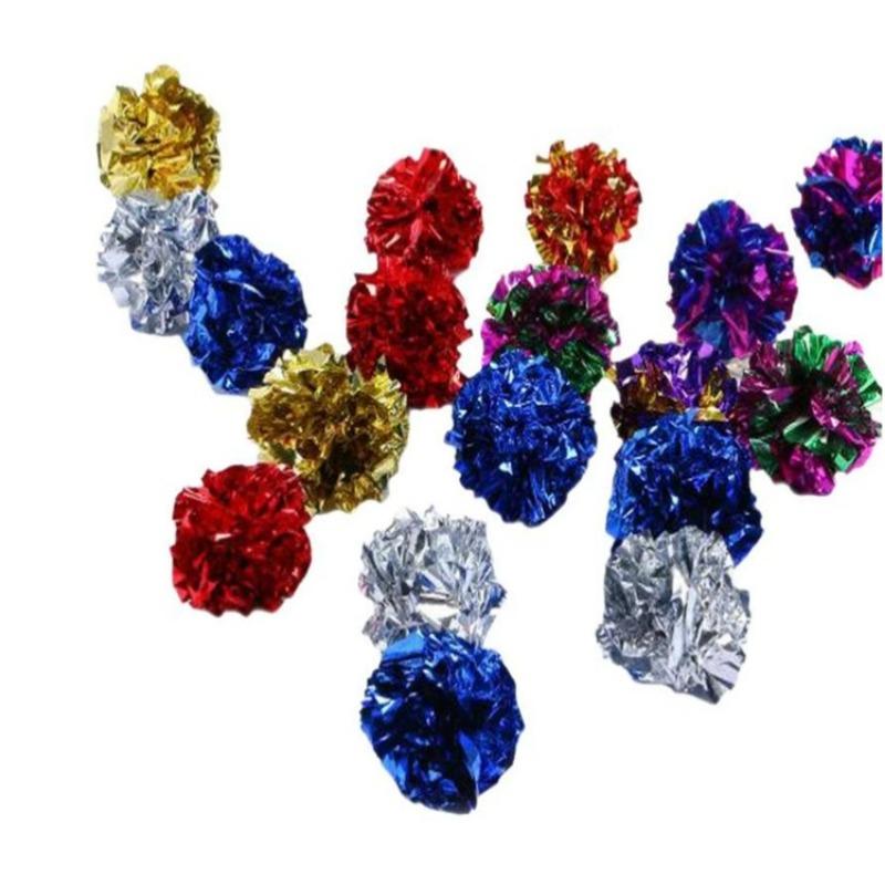 6PcsMylar Crinkle Foil Balls Cat Kitten Sound Play Toy Crackle Paper Rustle