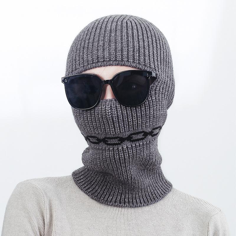 Winter Knitted Coldproof Warm Cap Women Men Masked Riding Cap