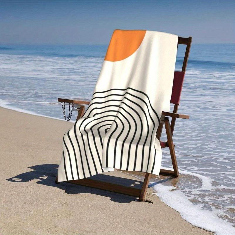 Bohemian Aesthetics Minimalist Beach Towel, Soft Absorbent for Bathroom Pool Camping Travel