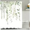 VIKAMA Nordic Fresh Green Leaf Shower Curtain Waterproof, Mould-Resistant Shower Curtain Light-Blocking Curtain Bathroom Decor