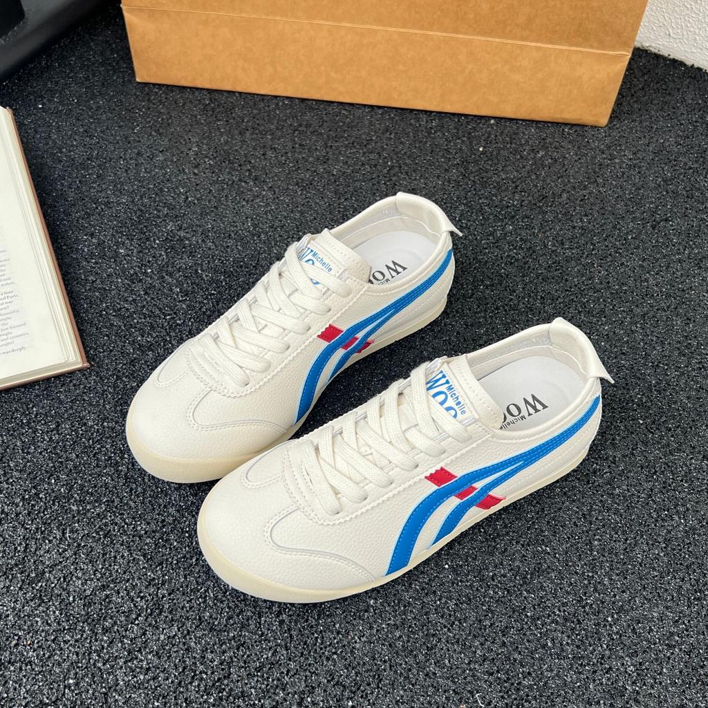 Striped lace-up German training shoes women's summer 2025 new fashion versatile comfortable sports leisure lightweight white shoes