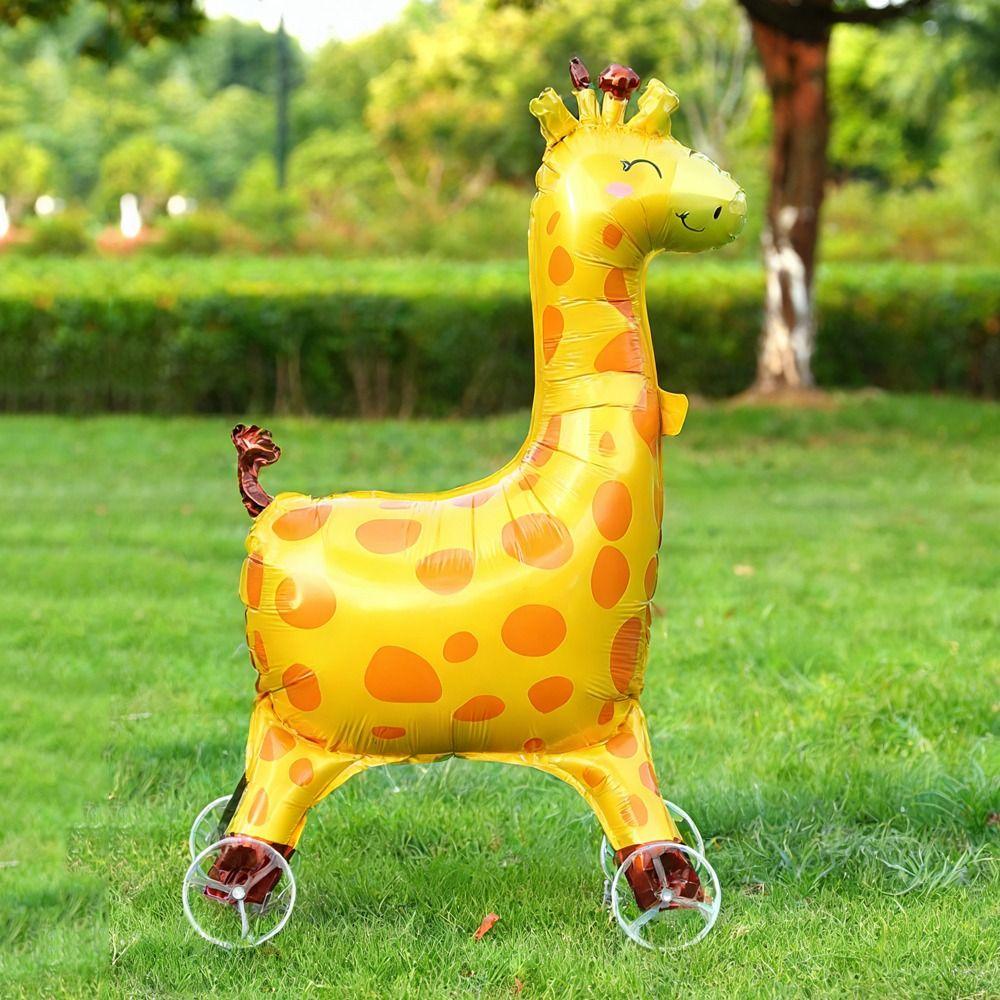Aluminum Film Foil Balloons Cartoon Design Animal Balloons Giraffe Standing Balloons  Jungle Theme