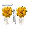1 pair Bohemian Style Yellow Rose Earrings Chinese Rose Earrings  Festival Ear Accessories