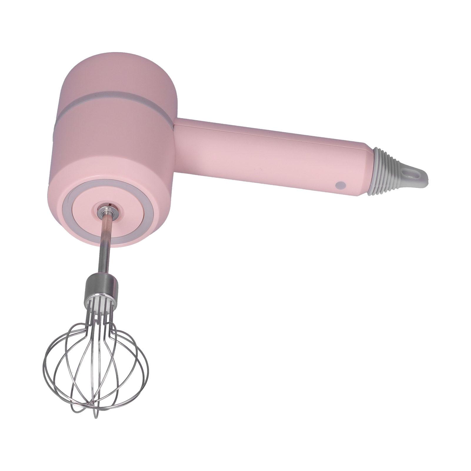 

Cordless Electric Hand Mixer Powerful Motor Removable Egg Beater Sticks Long Lasting Battery Pink Kitchen Gadgets розовый