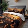 3pcs Bear Mountain Sunset Bedding Duvet Cover Set Wildlife Bedding Quilt Set Nature Themed Bed Quilt Set Autumn Forest