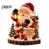 Resin Christmas Micro Landscape Lighted Ornament, Night Light, Decorative Figurine with Desktop Decorations LED Light for Bookshelf and Holiday