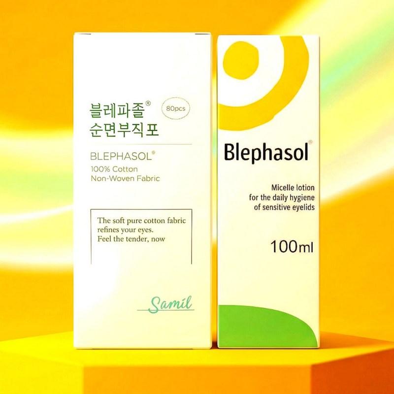 Samil Blephazol 100ml + Pure Cotton Non-woven Fabric 80 Packs, 1 pcs