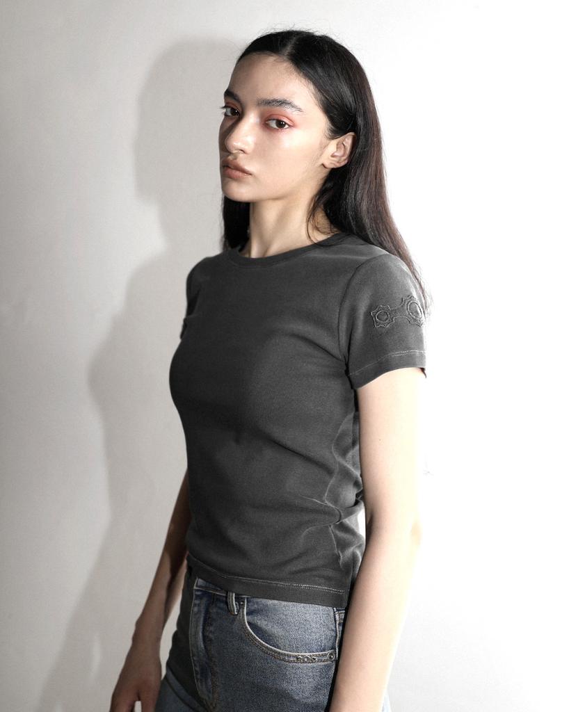 Maegolenseoul Pigment Washed Tri-Eclipse Patch T-Shirt Charcoal