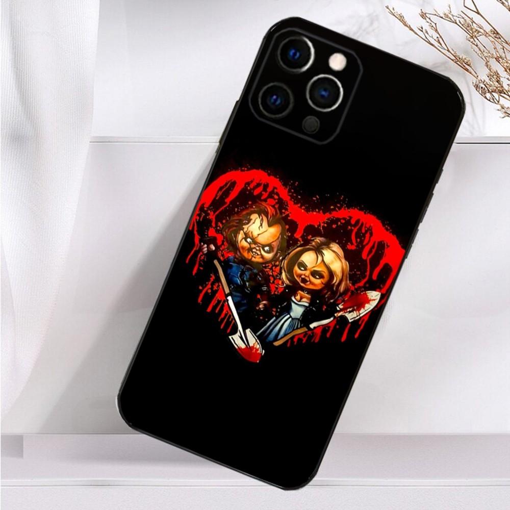 Cute C-Chucky-S F-Film Phone Case For iPhone 16,15,14,13,12,11 Plus,Pro Max,XS,X,XR,SE,Mini,8,7 Soft Silicone Black Cover