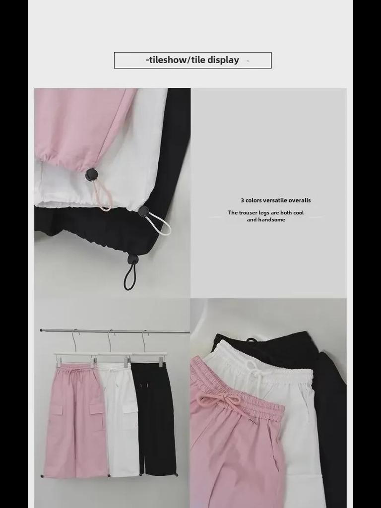 Korean Style Girls' Summer Casual Wide-Leg Overalls