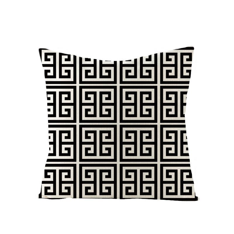 Black and White Nordic Simple Geometric Linen Pillowcase Modern Style Pillowcase Car Cushion Home