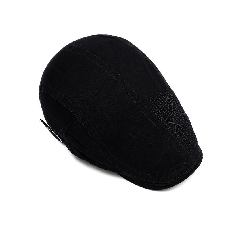 Spring Summer Men's British Vintage Newsboy Cap Embroidery Cotton Peaked Cap Beret