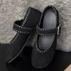 Fashion High Quality Woven Faux Suede Leather Mary Jane Shoes Women Metal Belt Buckle Design Shoes Comfortable Flat Loafers for Women