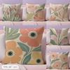 Beautiful Colorful Flower Pattern Cushion Cover Durable Hypoallergenic Organic Linen Short Pillow Cover Washable