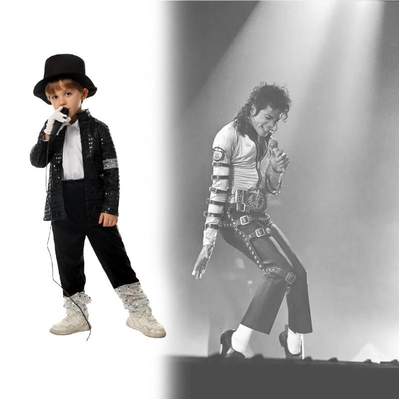 Michael Jackson Billie Jean Black Suit Dance Halloween Dress Up Costume Kids