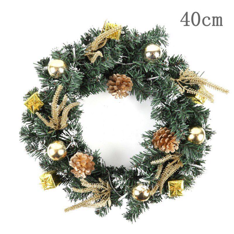 Christmas Wreath With Battery Powered LED Light String Front Door Hanging Garland Holiday Home Decorations