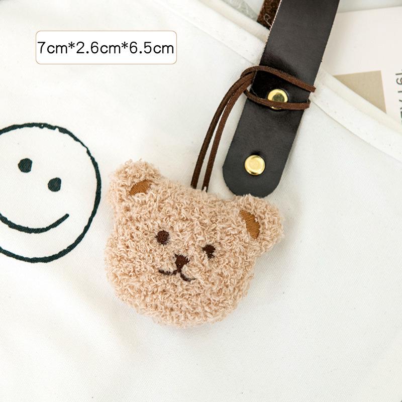 Korean Cute Bear Head Doll Keyring & Name Tag Pendant for Kids' Backpacks