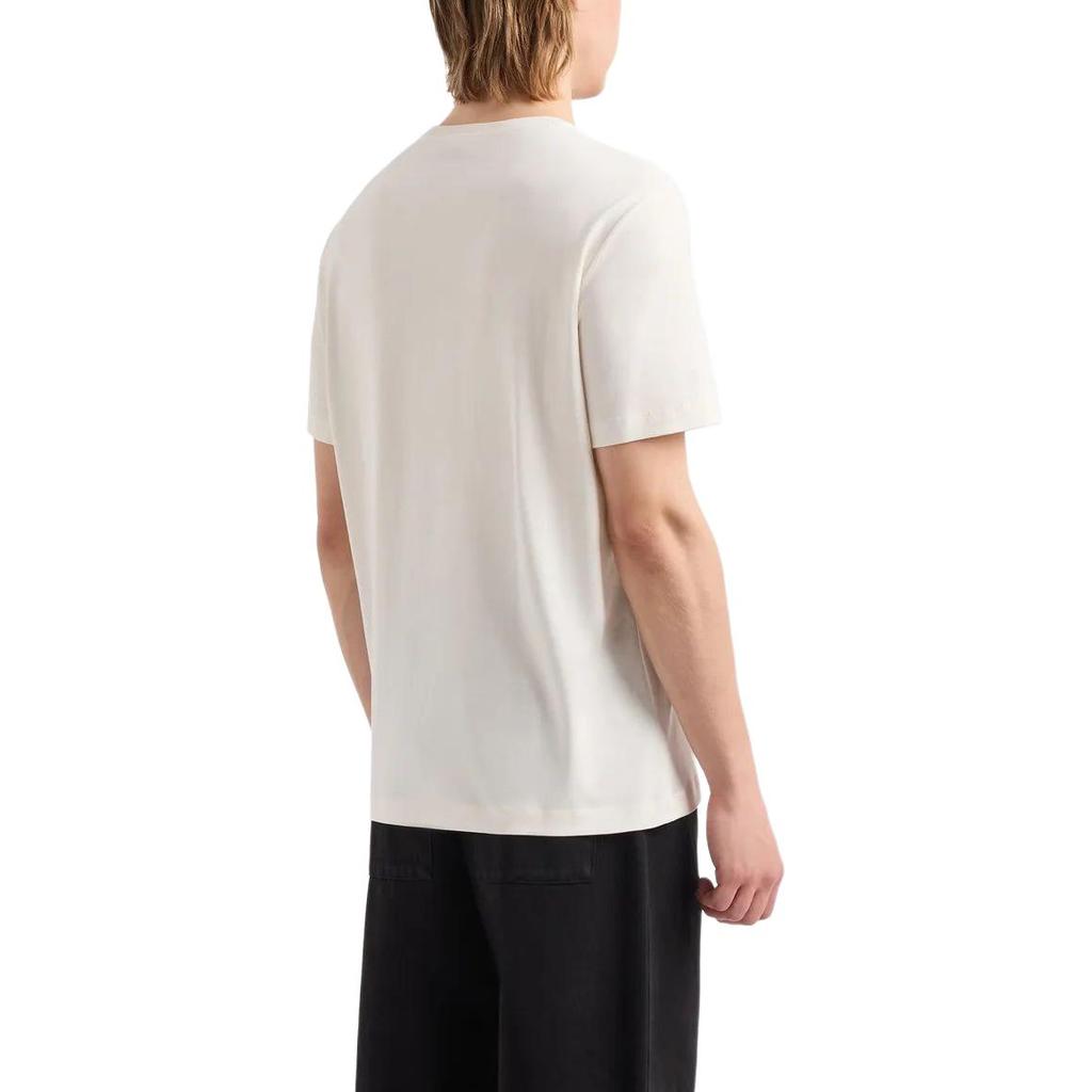 Emporio Armani Floral Letter Print Crew Neck Short Sleeve T-Shirt Men Tops White 3D1T8P1-J7FZ1-0132