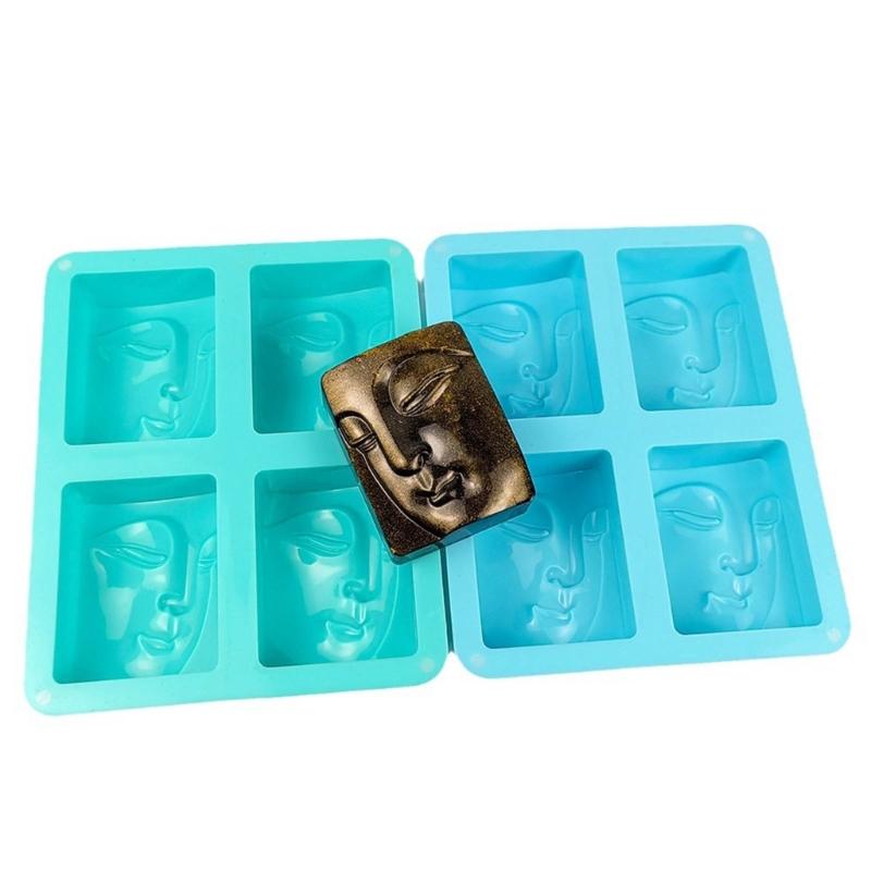 4 Holes Buddhas Portrait Silicone Mould Human Face Candle Molds Soap Molds Resin Casting Molds DIY Cake Making Supplies