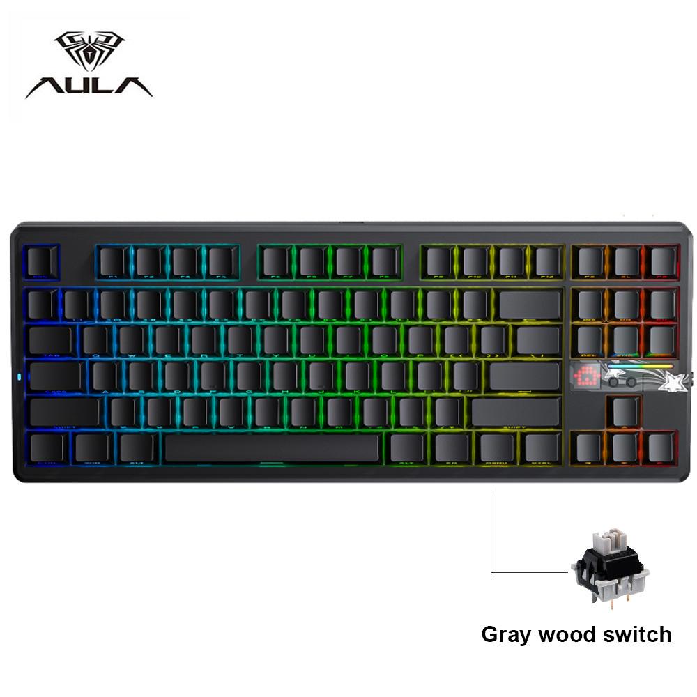 AULA F87 Pro V2 E-Sports Mechanical Keyboard 2.4g/Usb/Bluetooth -Swap RGB Long Battery Life Custom Gasket 5 Layer PC Gaming