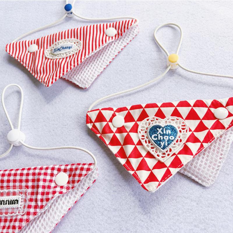 Pet Bandana Triangle Plaid Decor Adjustable Snap Button Bib For Cats & Dogs Daily Party Costume Accessory