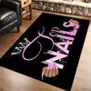 Sassy Nails Růžový Třpytivý Rohožka Vtipný Milovník Manikúry Protiskluzová Podlahová Rohož Měkká Absorpční Vstupní Rohožka pro Salon Domov Více Velikostí