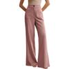 Womens High-Waisted Wide-Leg Trousers With Flared Hem Elegant Office Casual Pants Lightweight Breathable Straight Fit