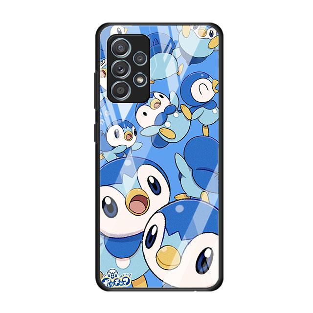 Capa de vidro de desenho animado em quadrinhos Pokemon para Samsung Galaxy A52 A32 A51 A12 A22 A21s A50 A71 A53 A70 A31 A33 A72 A10 Funda Phone Cover