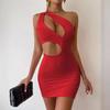 Women's Sexy One Shoulder Summer Mini Skirt Hollow Fashion Bodycon Dress
