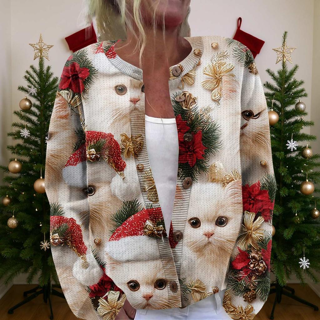 Women'S Christmas Sweater Cute Fun Christmas Sweater Fall And Winter Long Sleeve Knitted Sweater
