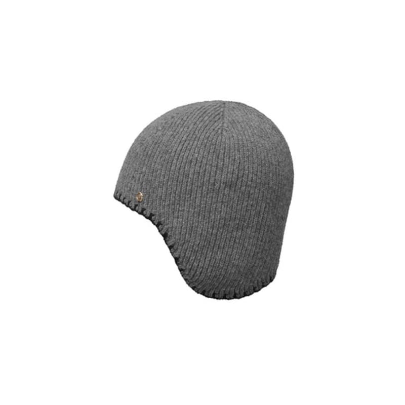 Brown Hat Stitch Point Ear Flap Beanie - Grey