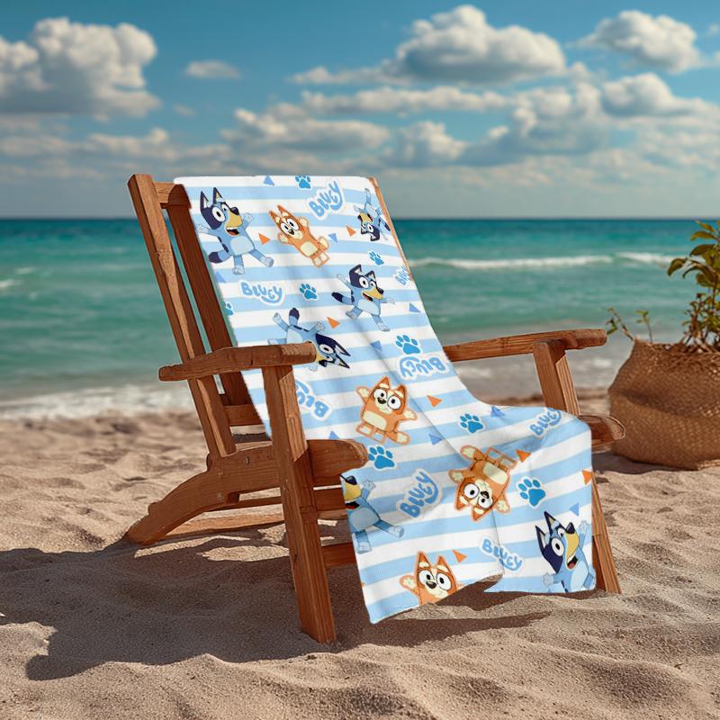 Ultra-Soft Beach Towel with Bluey Theme,Ideal for Pool - Camping, Diving - Perfect Travel Essential, Vibrant Beach Towel.