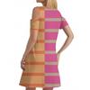 Abito estivo casual da donna alla moda con stampa a righe e tasca