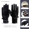 Winter Men's Warm Cycling Gloves, Fleece-Lined, Thickened, Cold-Proof, Windproof, Waterproof, Five-Finger Gloves for Electric Bikes and Bicycles