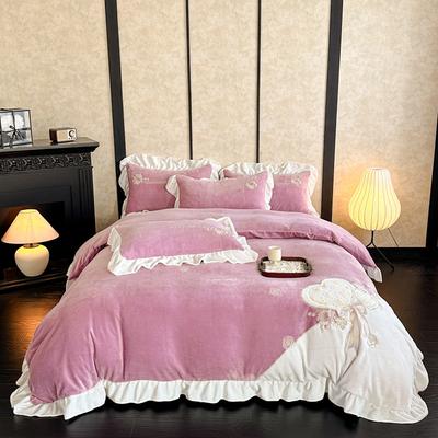 Thickened Milk Fleece Four-Piece Coral Fleece Double-Sided Fleece Bed Quilt Cover Flannel Bedding