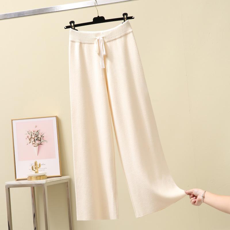 Women S High Waist Loose Fit Knit Wide Leg Pants For Autumn Winter