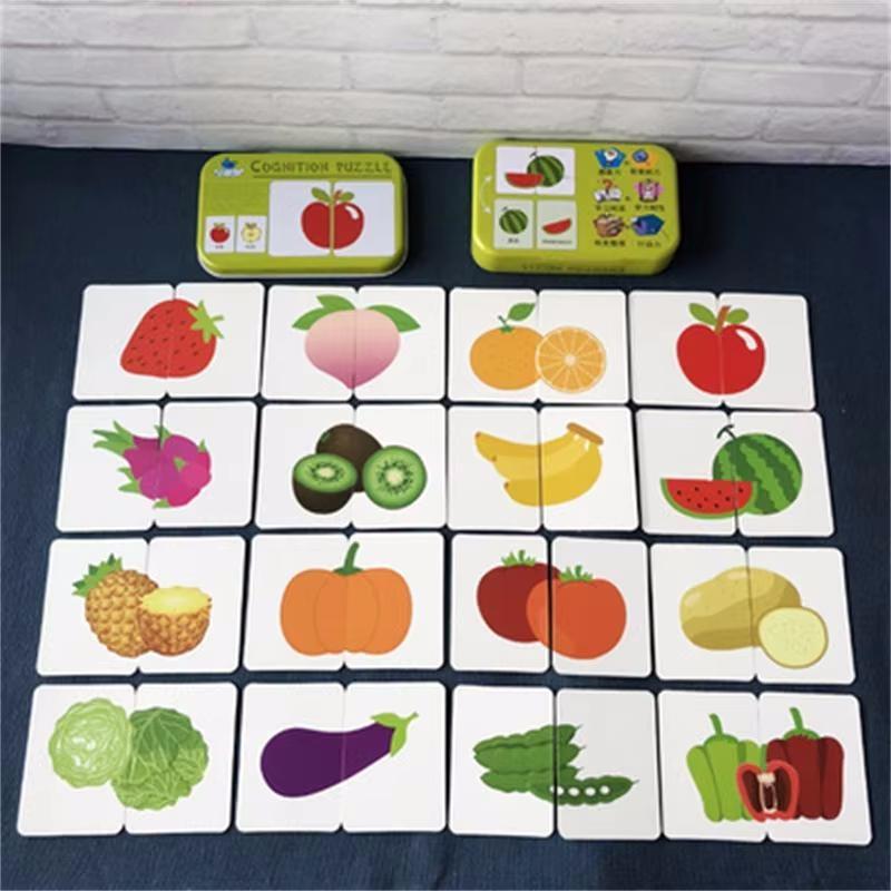 Baby Toys Infant Early Head Start Training Puzzle Cognitive Card Car Fruit Animal Life Set Pair Puzzle Baby Gift